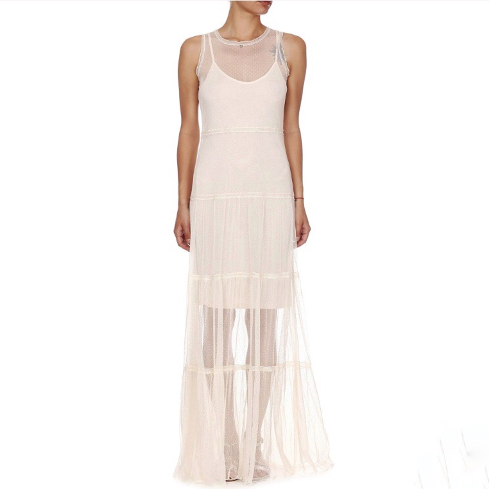 GUESS Sheer Lace Larissa Layered Maxi Dress